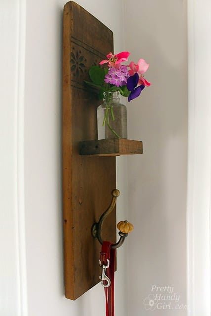 DIY Reclaimed Wood Sconce with Hook tutorial from Pretty Handy Girl at cetcu.com