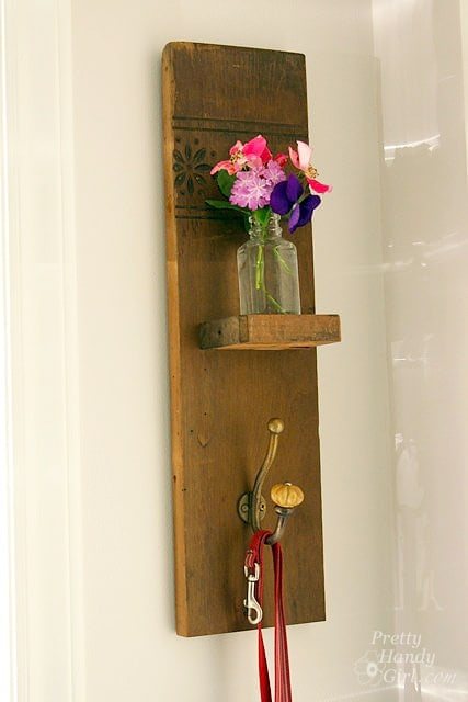 DIY Reclaimed Wood Sconce with Hook tutorial from Pretty Handy Girl at cetcu.com