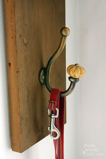 DIY Reclaimed Wood Sconce with Hook tutorial from Pretty Handy Girl at cetcu.com