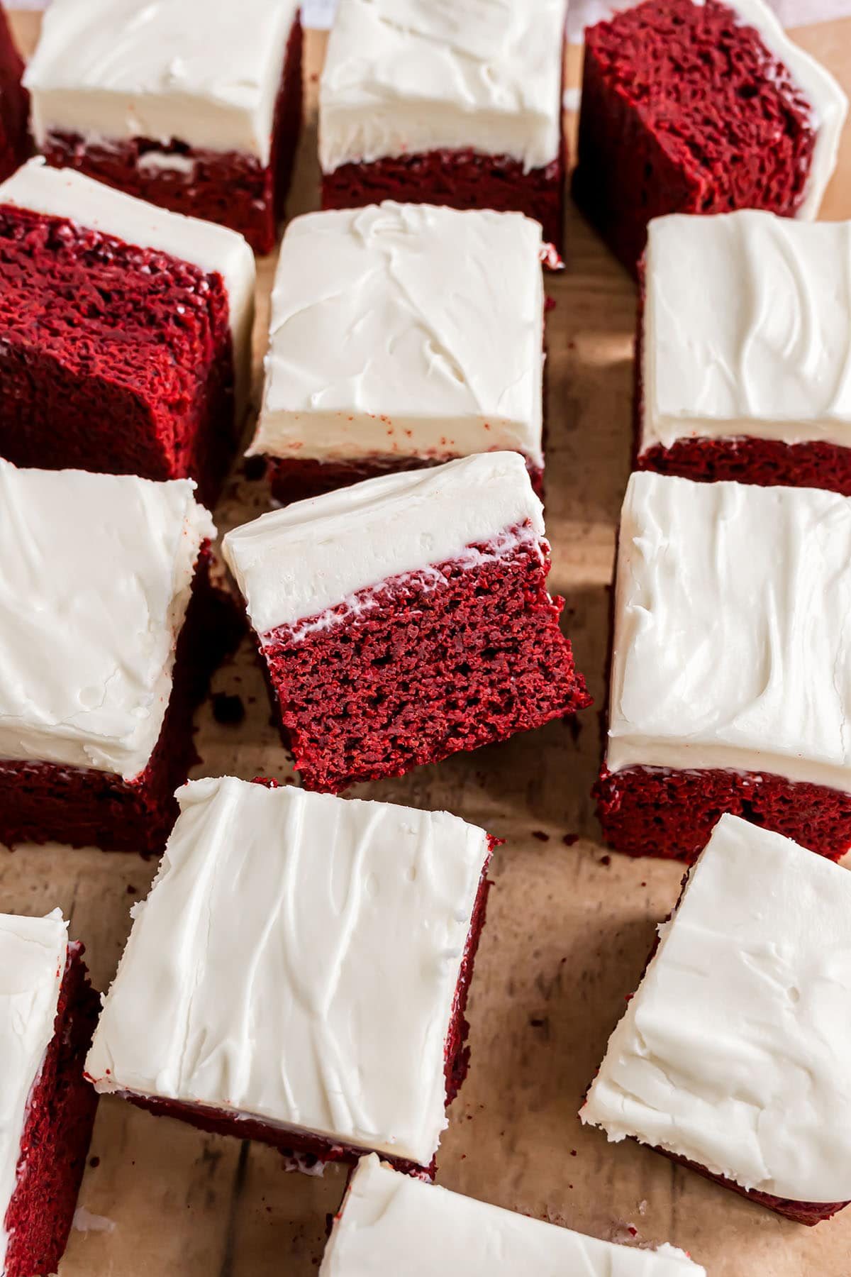 cut brownies with frosting