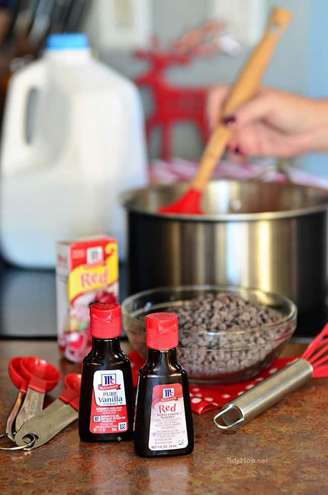 Red Velvet Hot Chocolate is so easy to make at home. get the recipe at cetcu.com