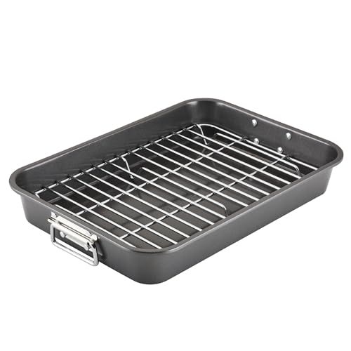 Farberware Bakeware Nonstick Steel Roaster with Flat Rack
