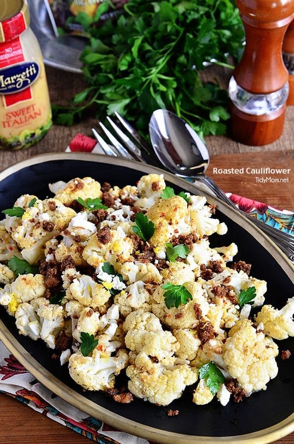 Roasted Cauliflower with Feta & Garlic Crumbs
