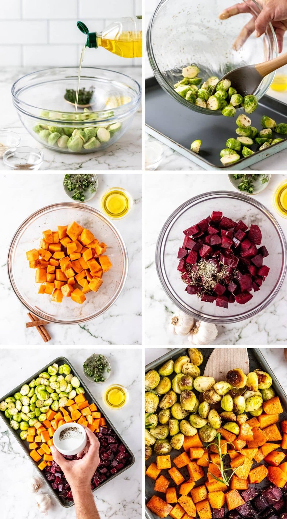 making roasted Fall root vegetables photo collage