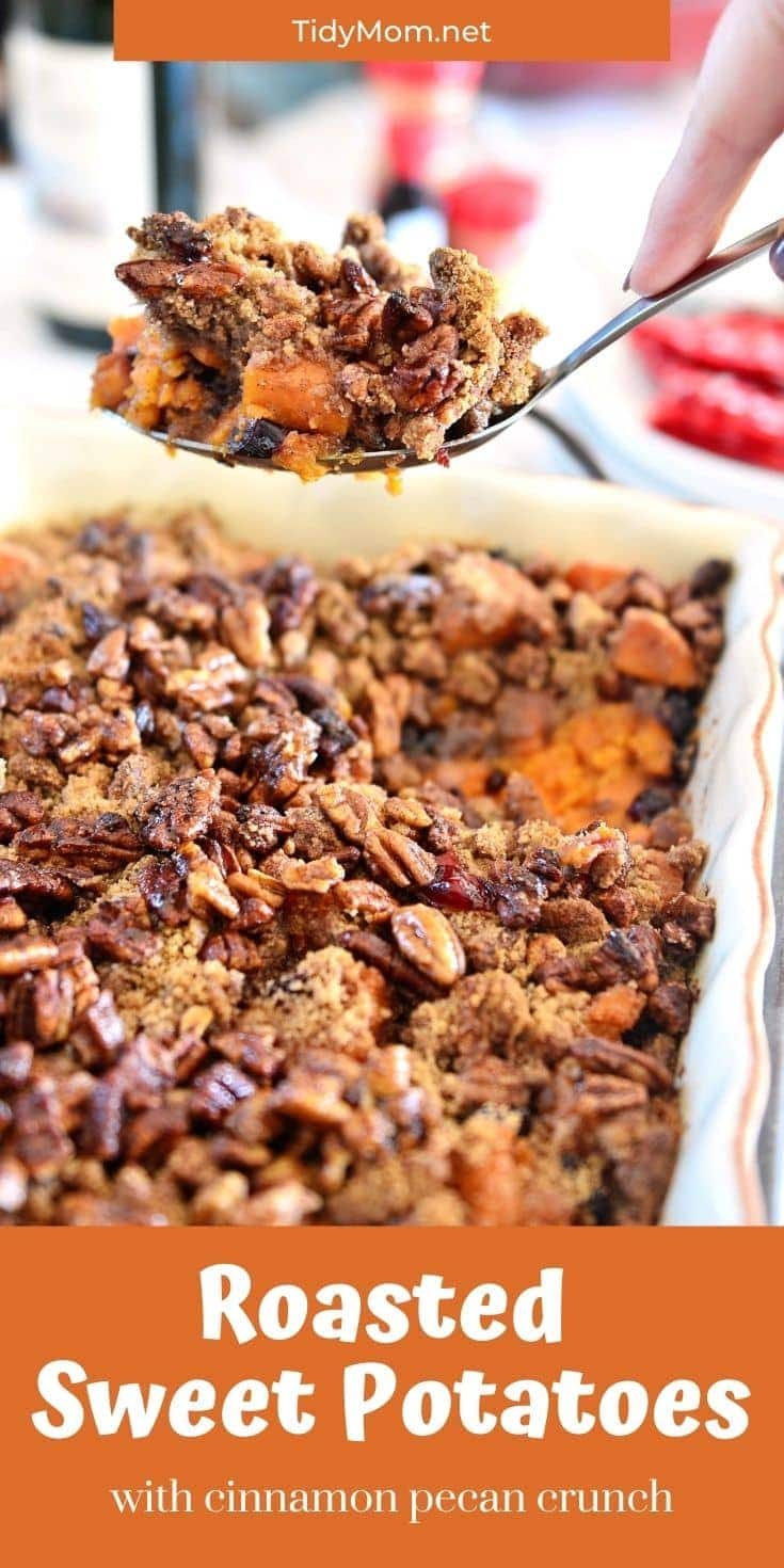 sweet potato casserole on a spoon
