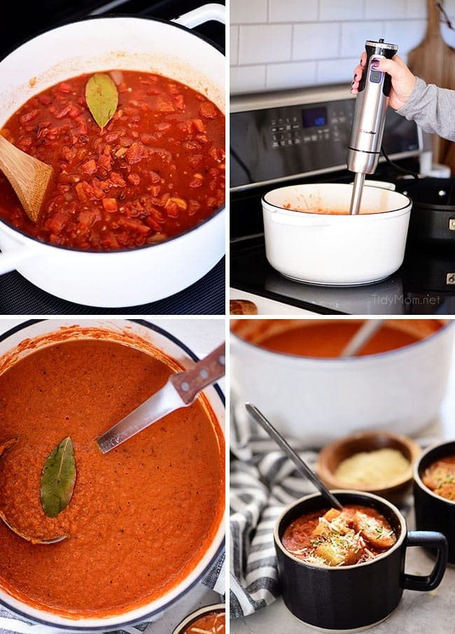 homemade Roasted Tomato Soup steps photo collage