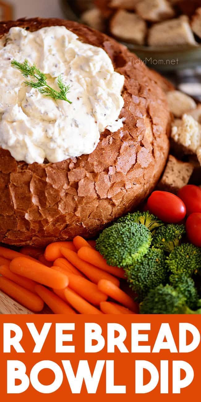 cream Rye Bread Bowl Dip with veggies