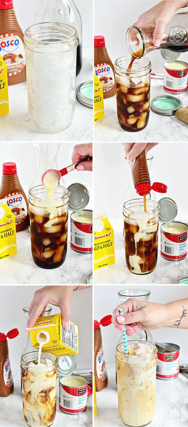 Make a Salted Caramel Iced Coffee at home. It’s way cheaper than the coffee shop, and just as delicious. Recipe at cetcu.com