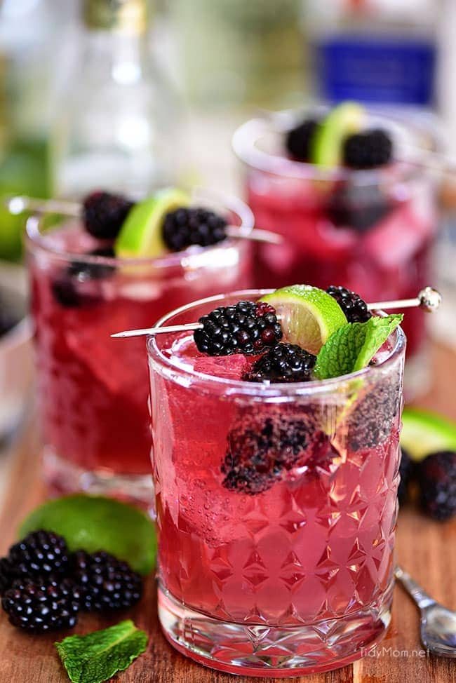 3 glasses of Sangria Mexican Mule cocktail with blackberry garnish