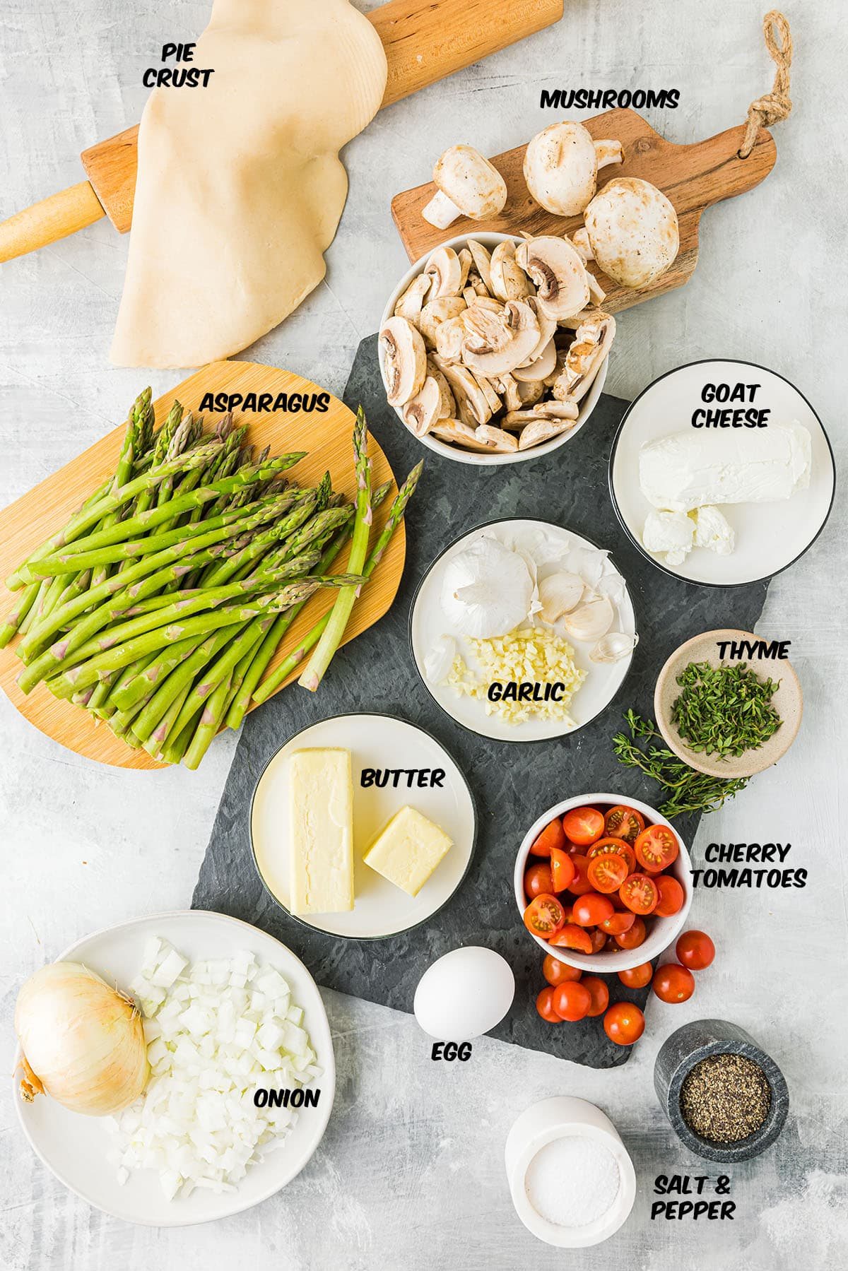 vegetable galette ingredients on a counter
