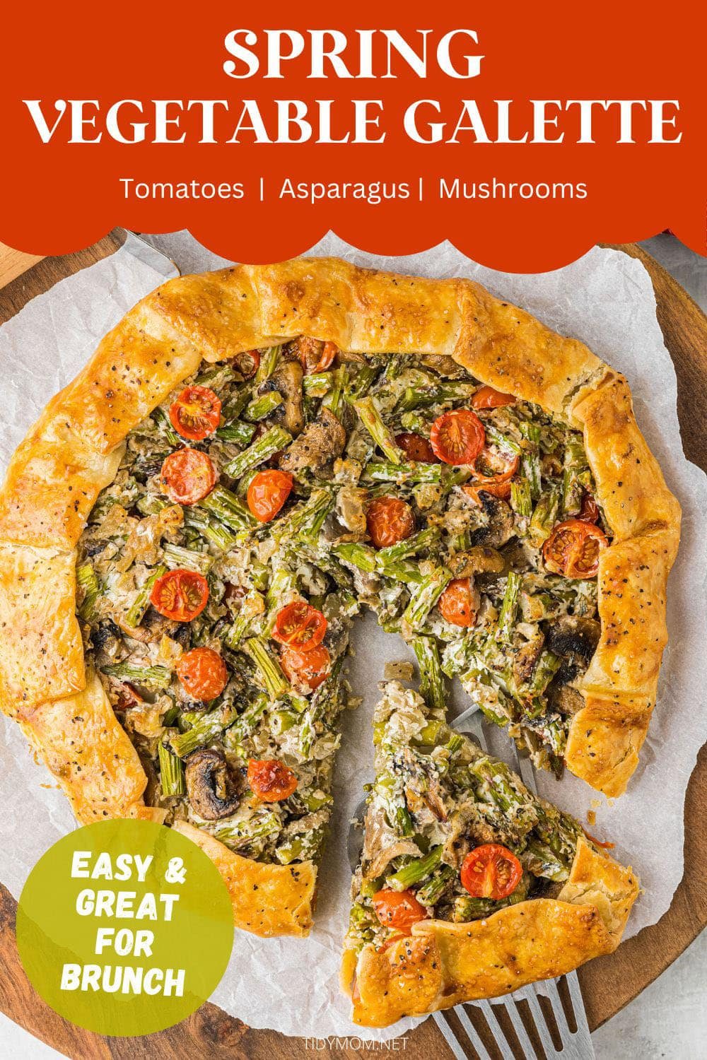 rustic vegetable pie with tomatoes and asparagus