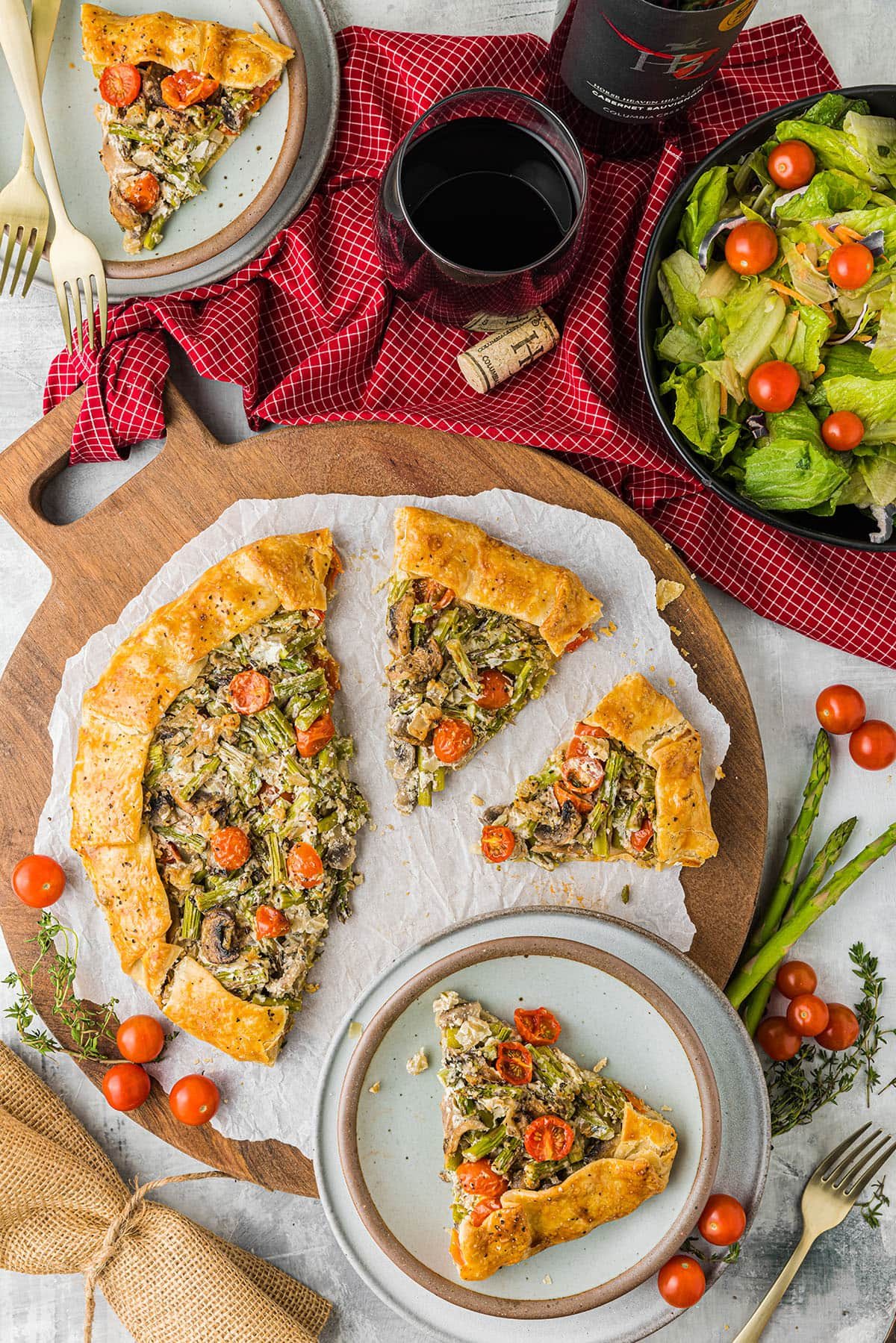plated rustic veggie pie
