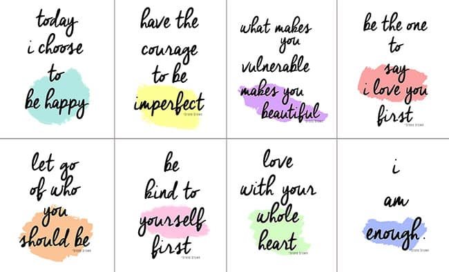 Today I Choose to Be Happy free printable. Visit cetcu.com for 8 inspirational and self-encouragement printables - Brene Brown quotes.
