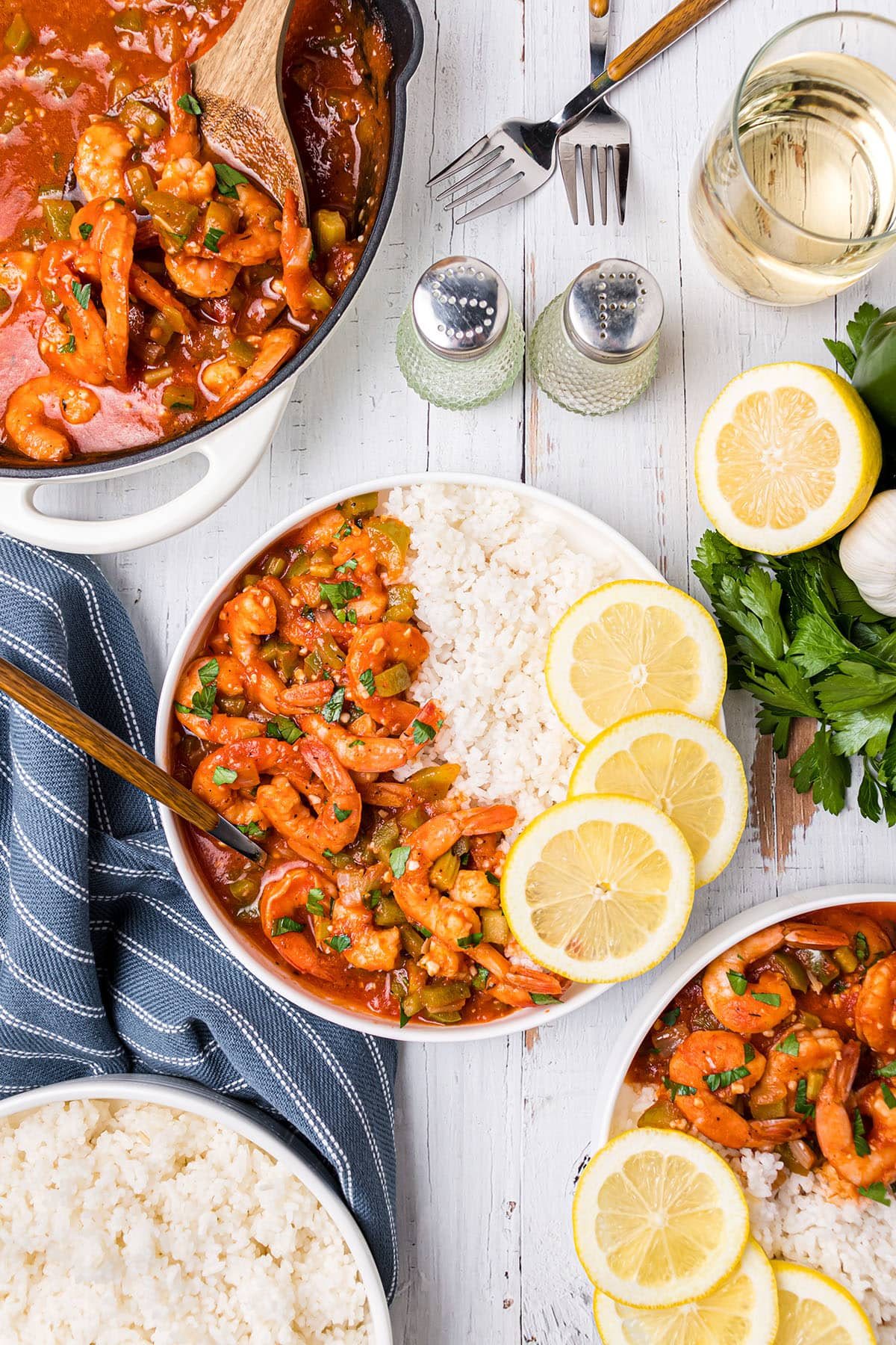 plated shrimp dinner