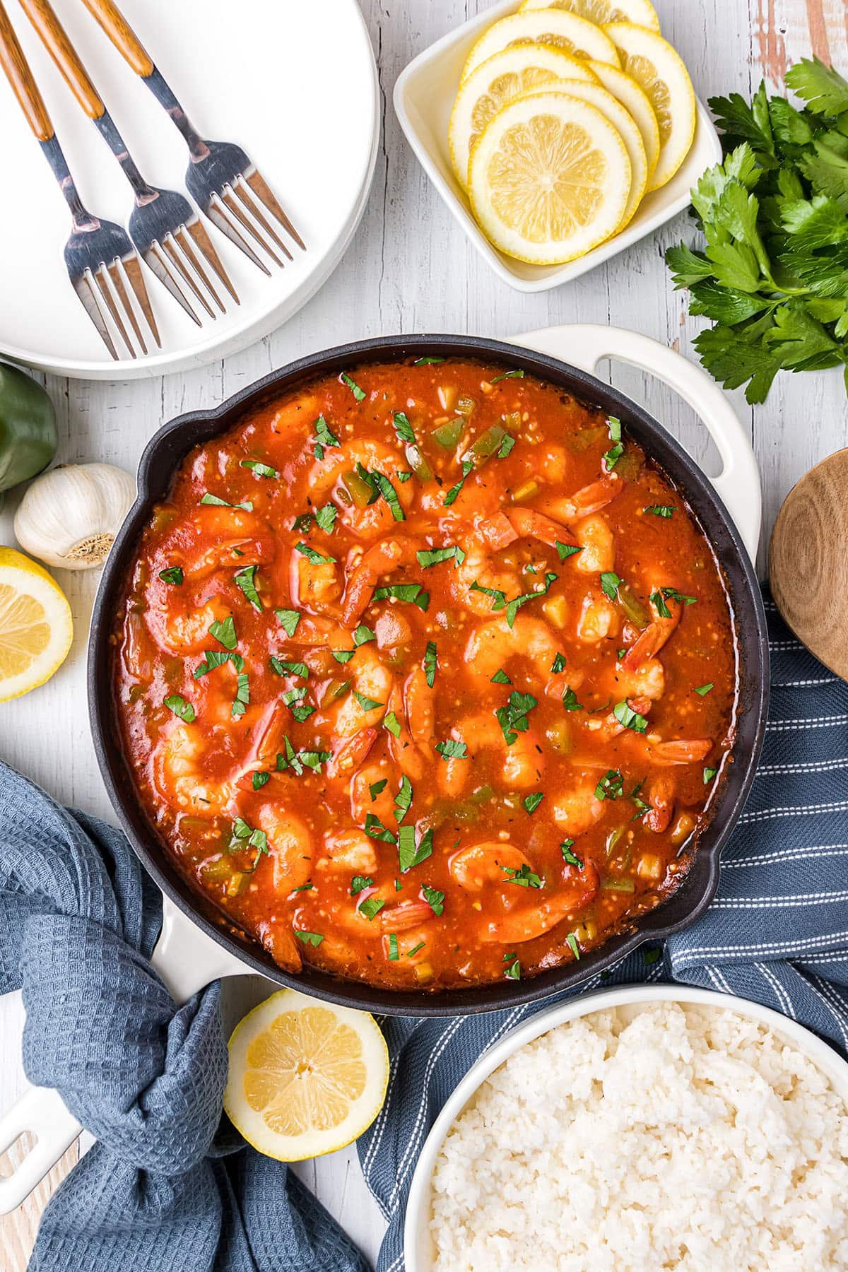 skillet of shrimp creole