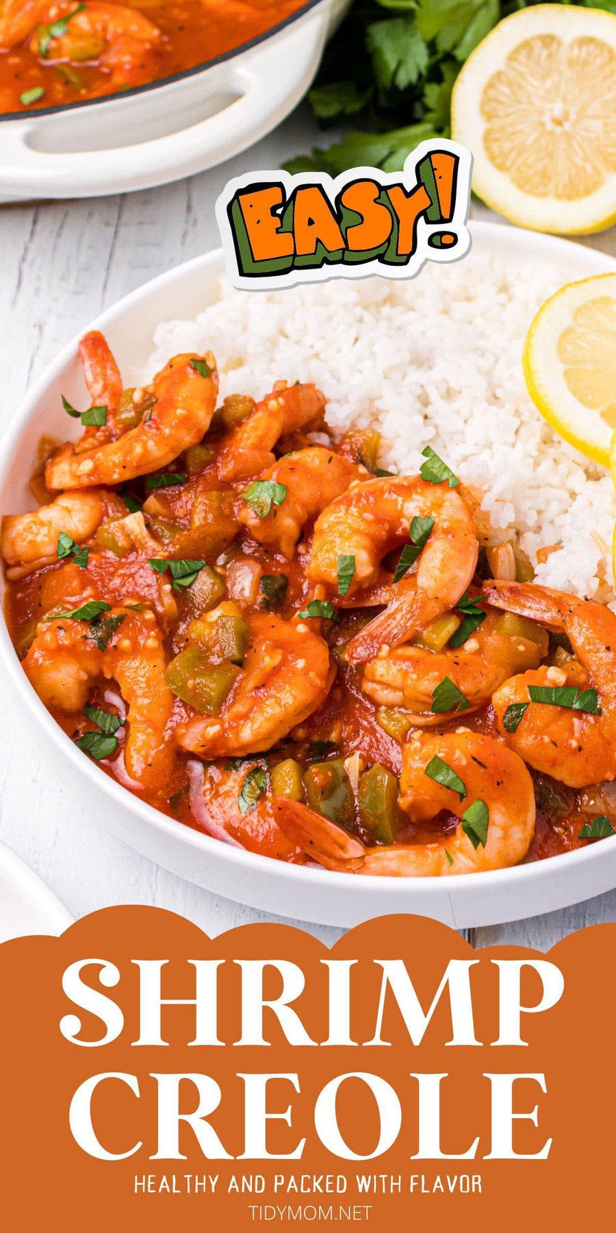 close up of shrimp cooked in creole with rice