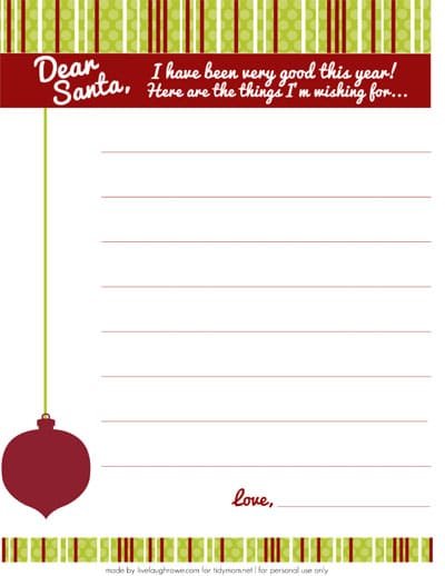 Dear Santa Wish List FREE Printable at cetcu.com