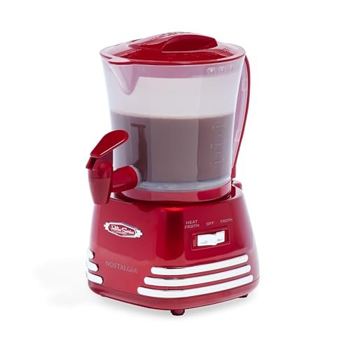 Retro 32-Ounce Hot Chocolate, Milk Frother, Cappuccino,Latte Maker and Dispenser