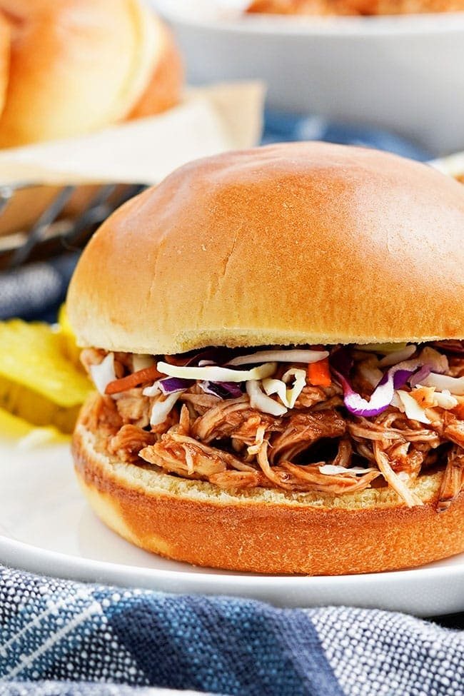 Slow Cooker Pulled BBQ Chicken Sandwich