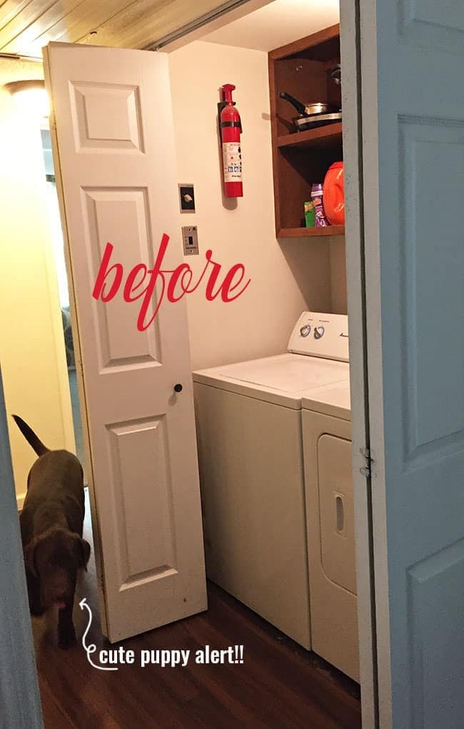 Drap to fab small space laundry makeover! a little fresh paint, organization accessories and Samsung activewash Washer and Dryer give this small laundry closet a fun facelift! A real laundry room with practical ideas at cetcu.com