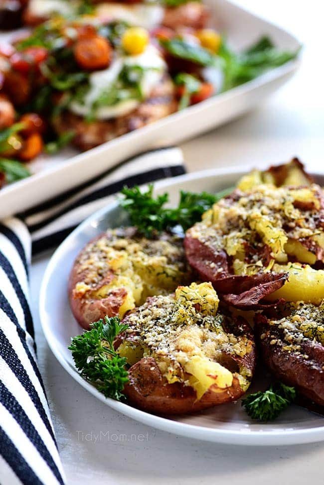 Cheesy Parmesan Smashed Potatoes