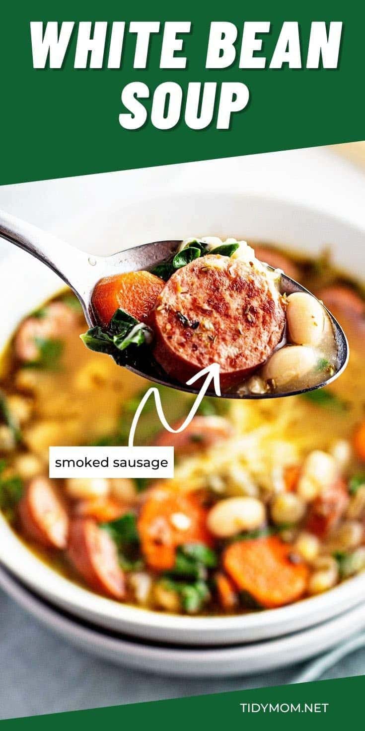 a bowl of soup with a spoon full of soup