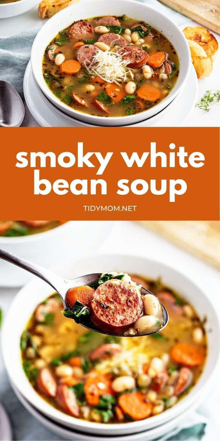 two white bowls full of bean soup