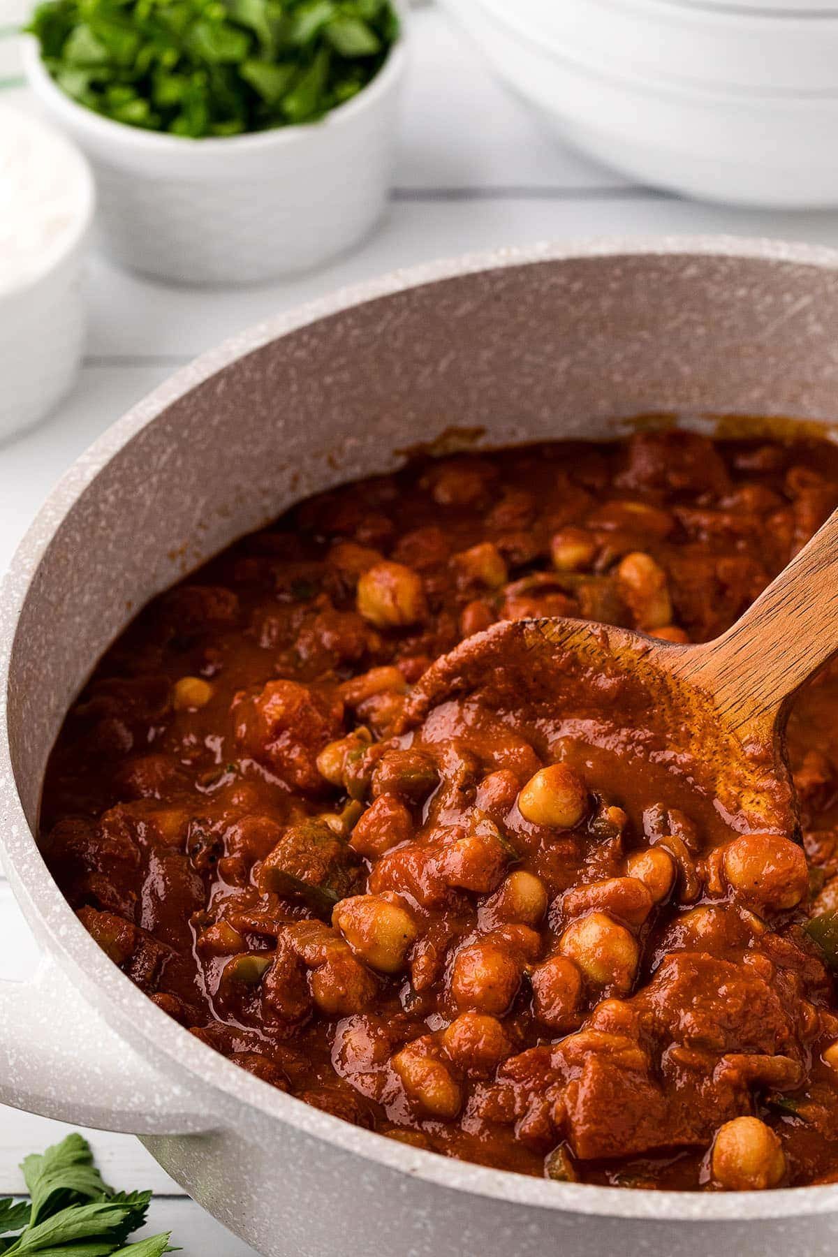 large pot of chili