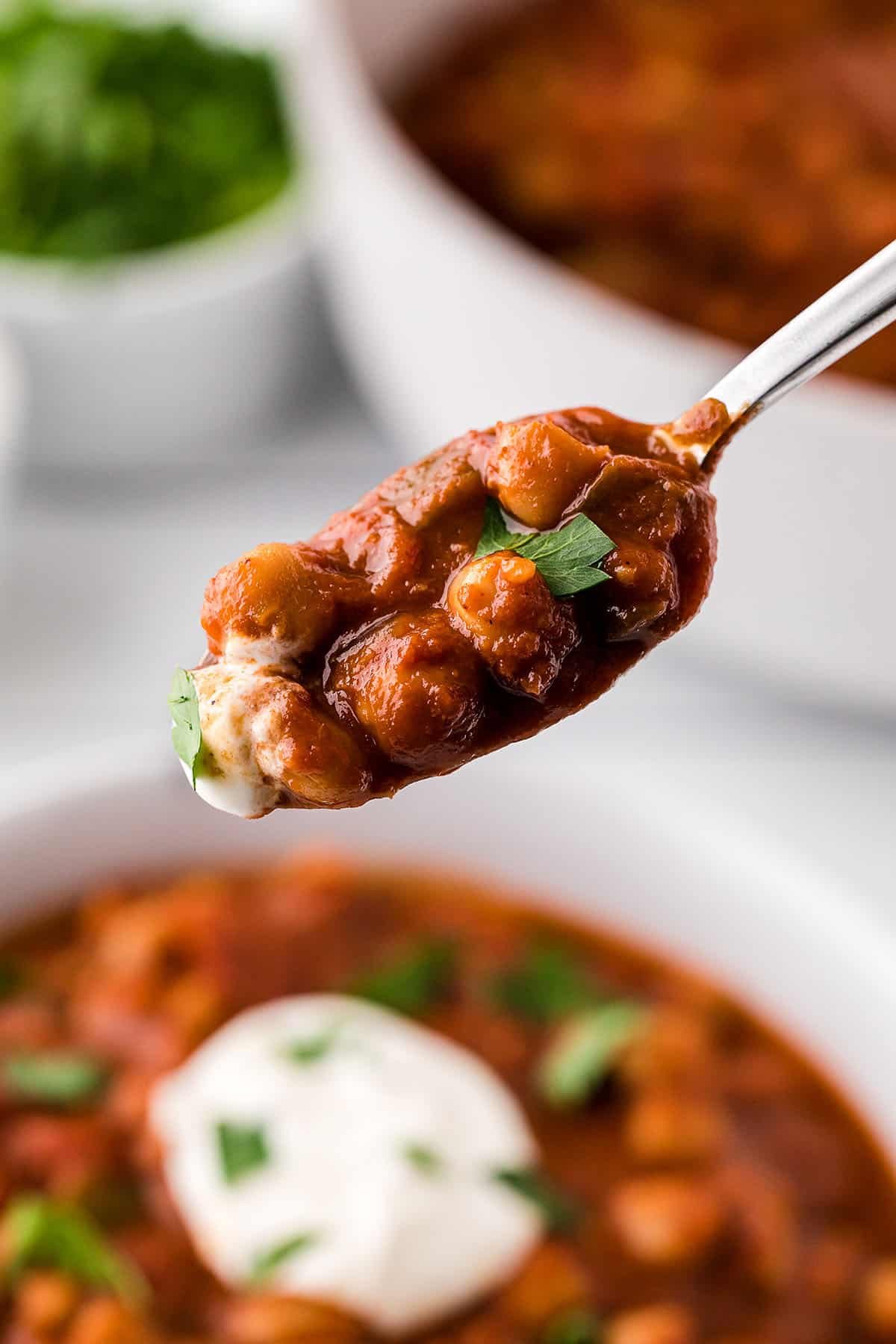 spoon full of Smoky Vegetarian Chili