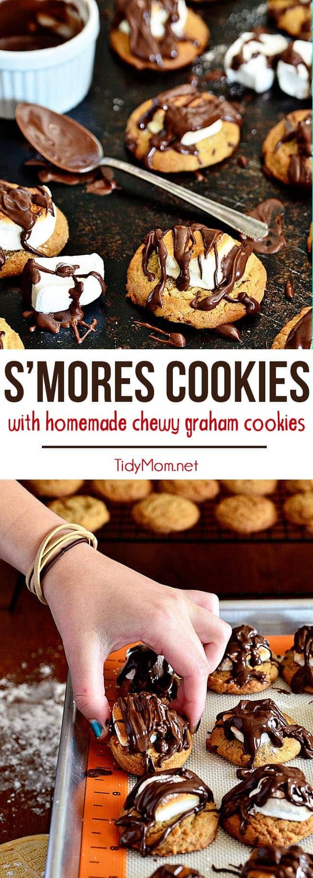 Take a homemade chewy graham cookie, top it with toasted marshmallow and crown it with a drizzle of chocolate and you have a fun twist on the classic campfire treat. S'mores Cookies printable recipe at cetcu.com