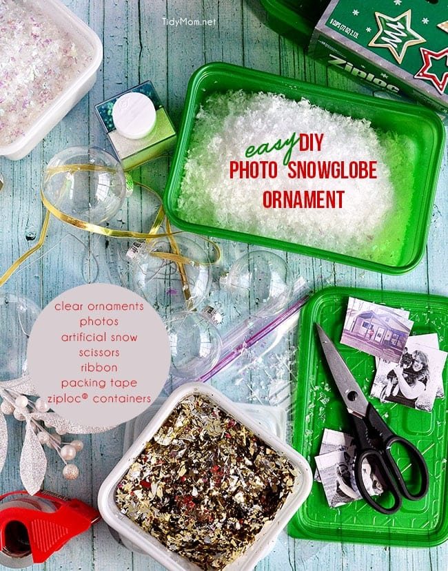 Easy DIY snowglobe photo ornament tutorial at cetcu.com