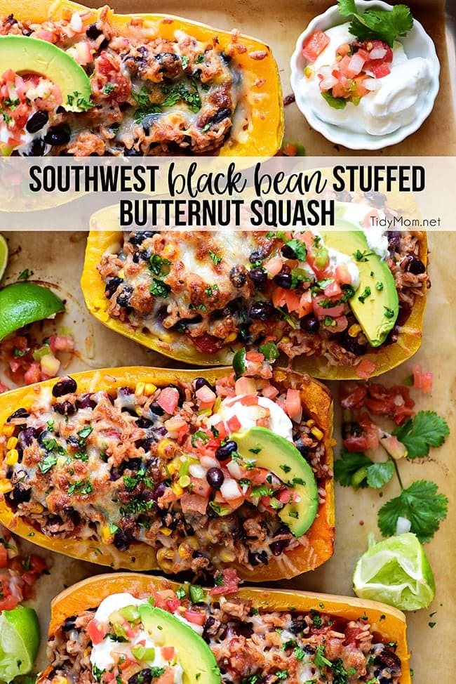 Southwest Black Bean Stuffed Butternut Squash