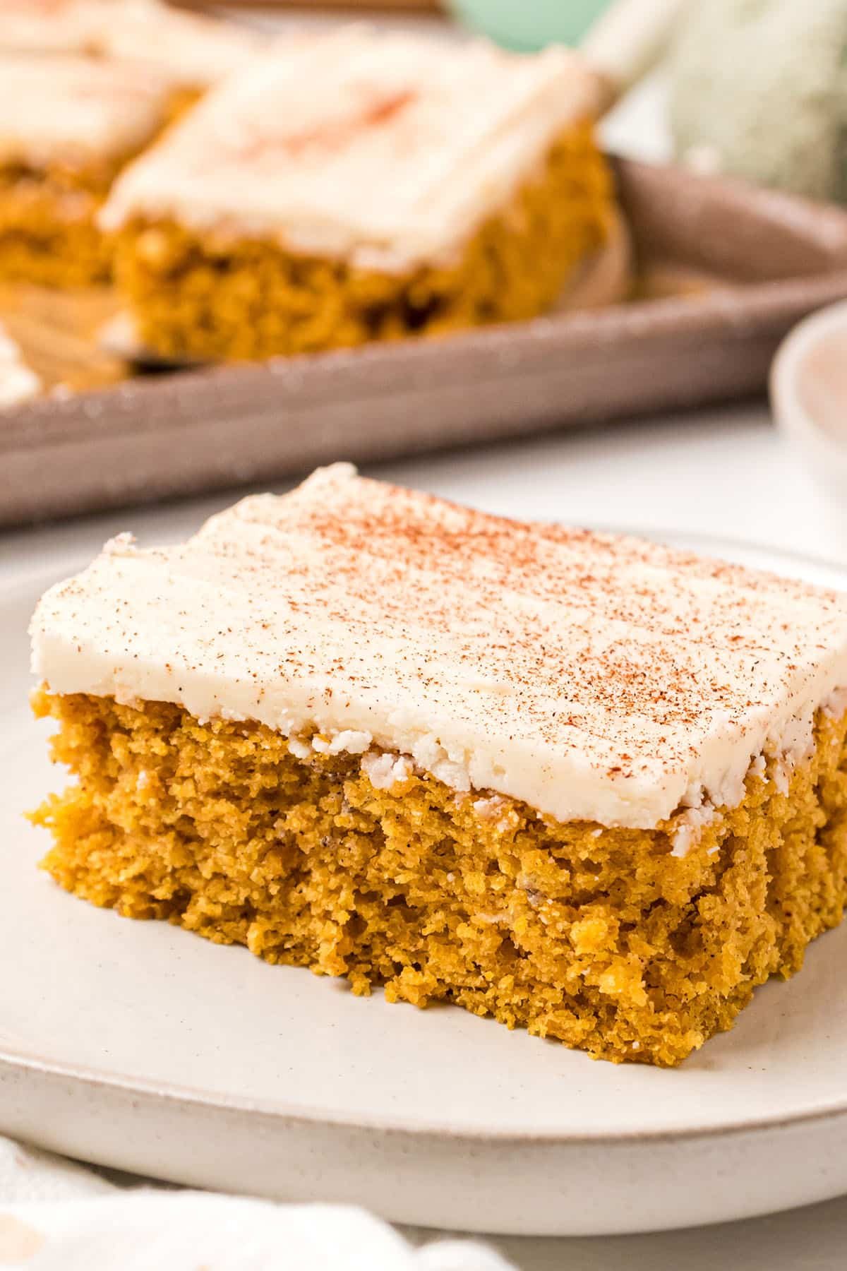 Easy Spiced Pumpkin Bars with Brown Butter Frosting close up