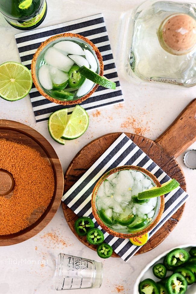overhead shot of spicy ranch water cocktails