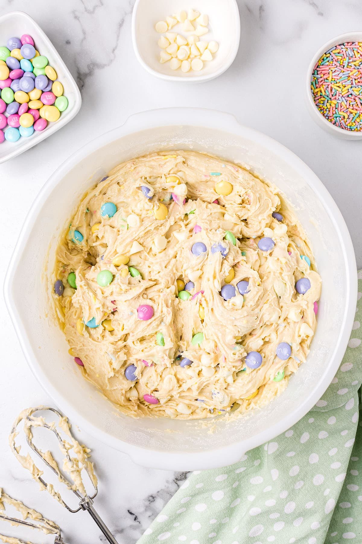 cookie dough mixed in a bowl