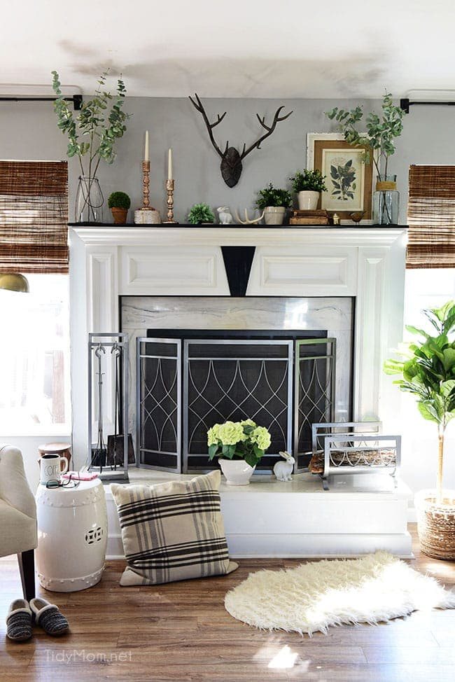 Transition to Spring Family Room Decor. Kick winter to the curb! Bring in the feel of freshness and spring to your home with lots of greenery, flowers and colorful pillows. See the full Spring Family Room Tour at cetcu.com
