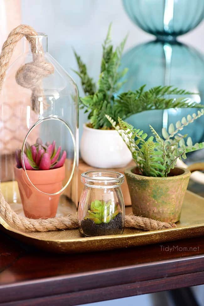 Transition to Spring Family Room Decor. Kick winter to the curb! Bring in the feel of freshness and spring to your home with lots of greenery, flowers and colorful pillows. See the full Spring Family Room Tour at cetcu.com