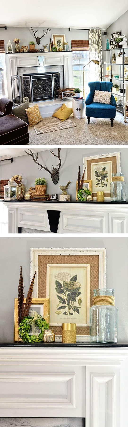 Spring Mantle and Family Room decor at cetcu.com