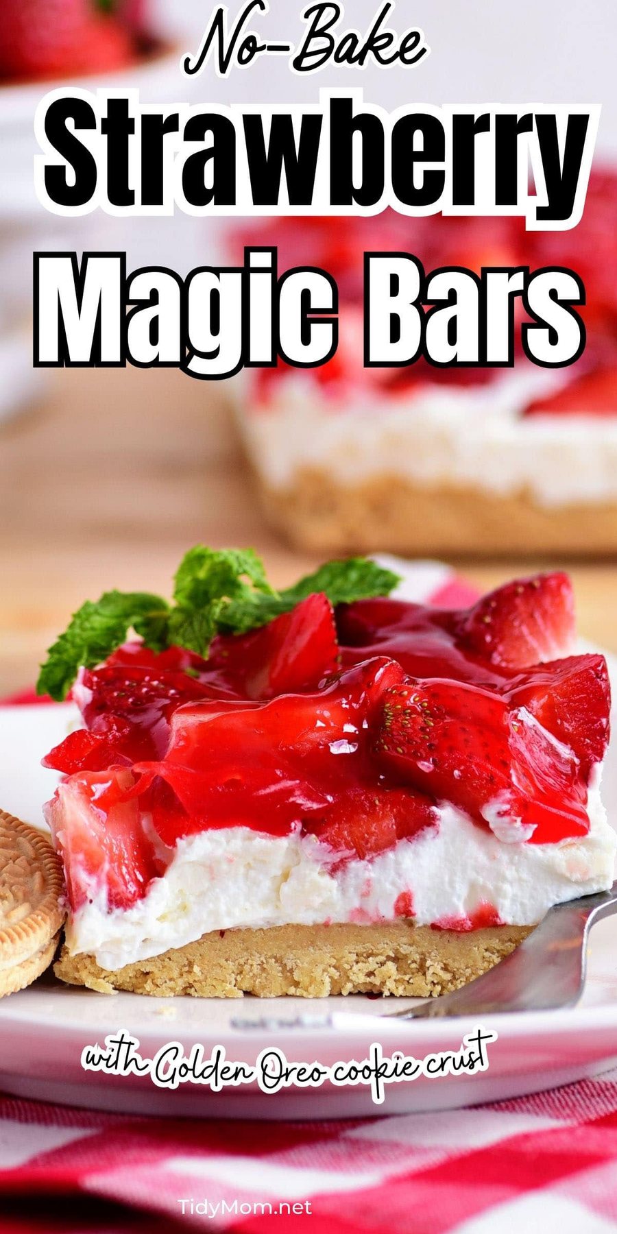 dessert bars with fresh strawberries with a cheesecake layer