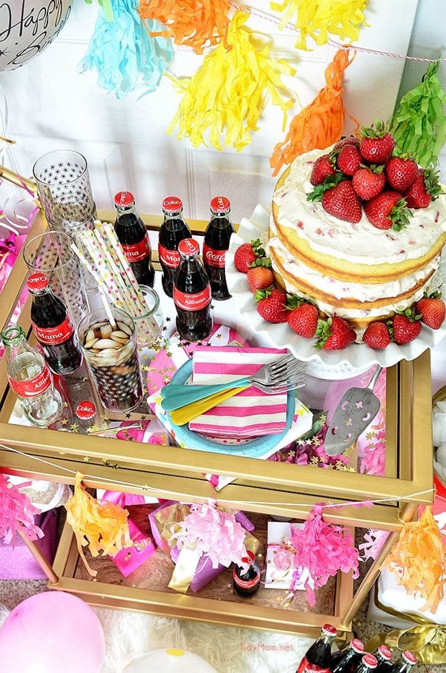 Birthday Cart with a Strawberries and Cream Naked Cake recipe at cetcu.com