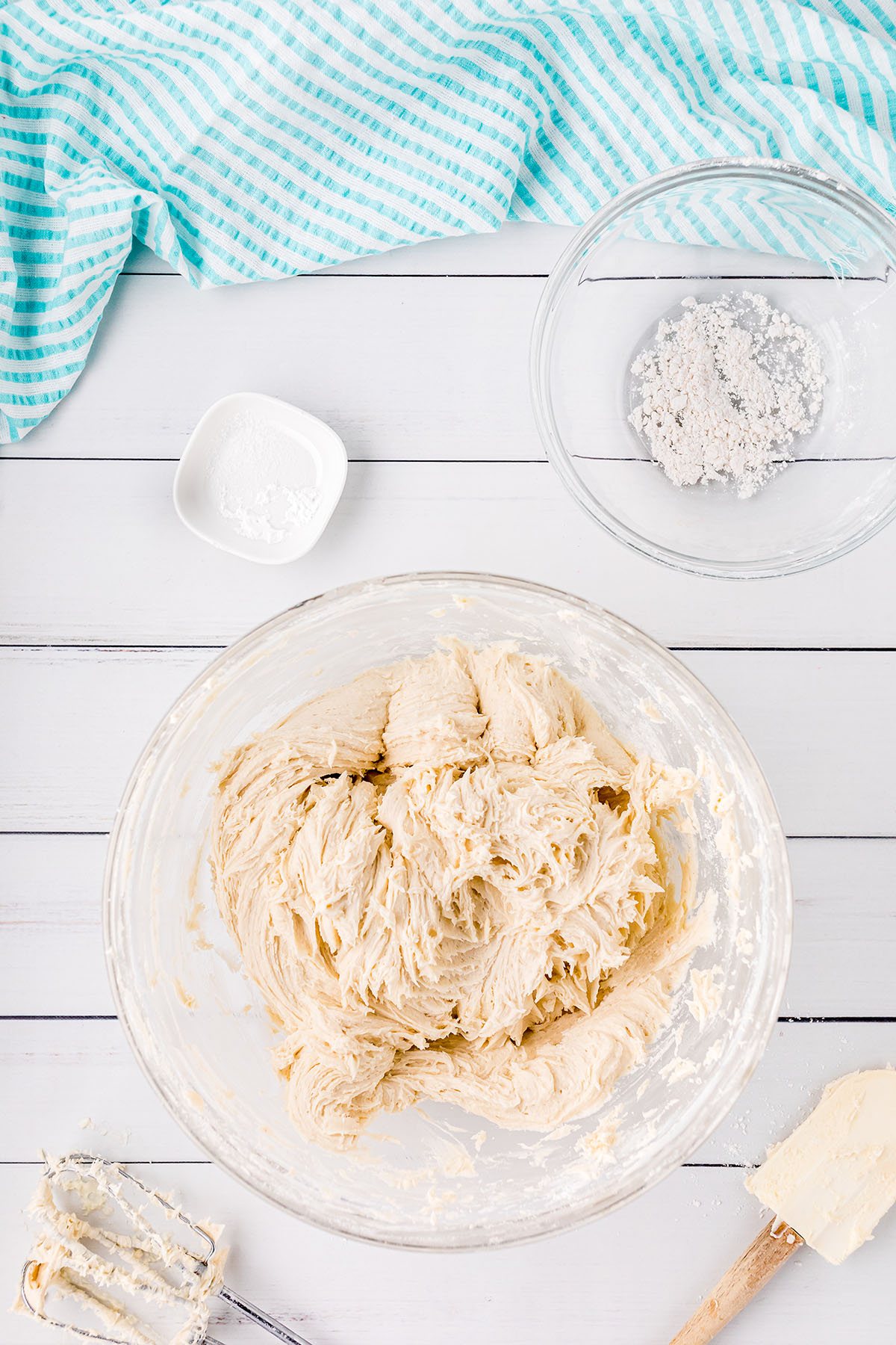 cookie dough in a glass bowl