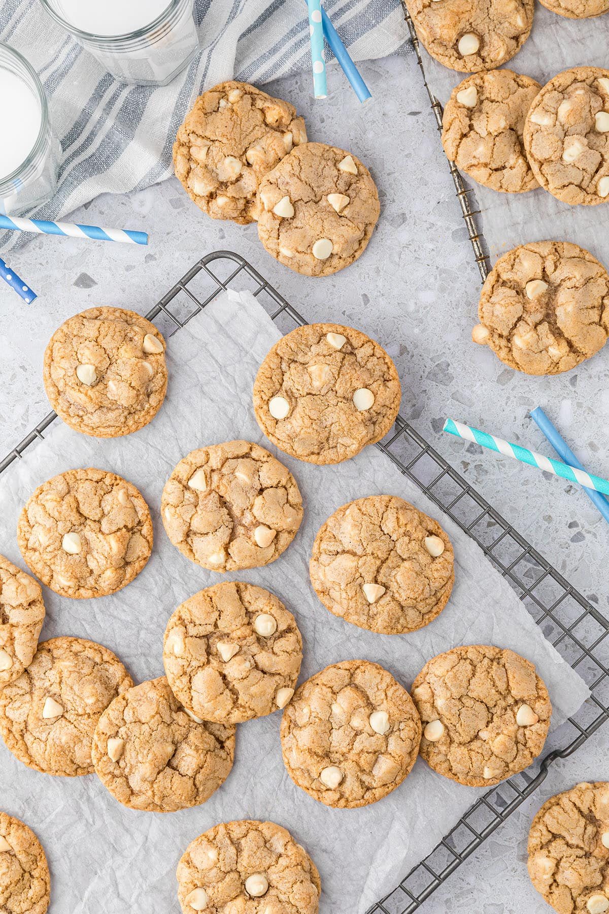 cinnamon sugar cookies on a cooling rack
