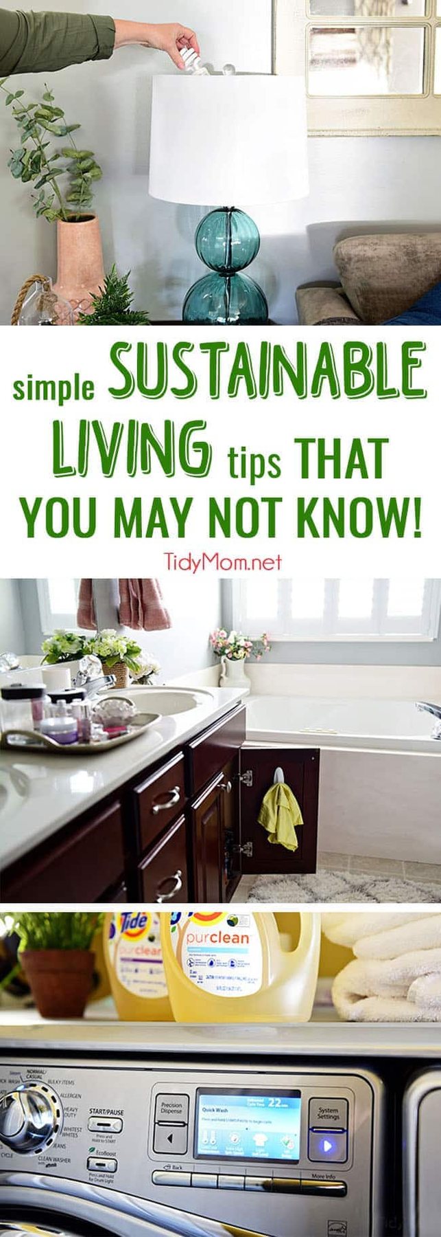 10 Simple Ways to Live More Sustainable: Sustainable living is forward thinking. It means looking ahead to making our planet better. What we can do to live green doesn't need to fit on a to-do list. We just need to to be conscious of what we are doing. We can decrease our footprint by simply turning off the faucet while we brush our teeth, or flip the light off when we leave the room.
