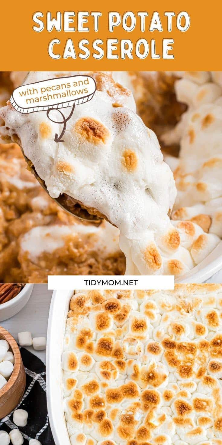 sweet potato casserole with canned yams and toasted marshmallows on top