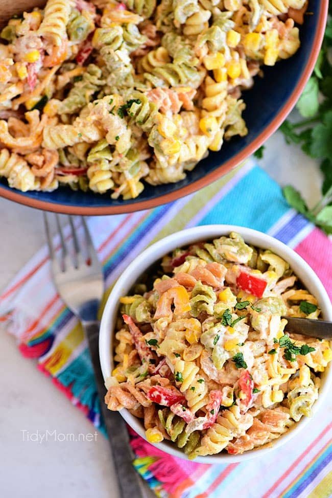 bowl full of Easy Taco Pasta Salad
