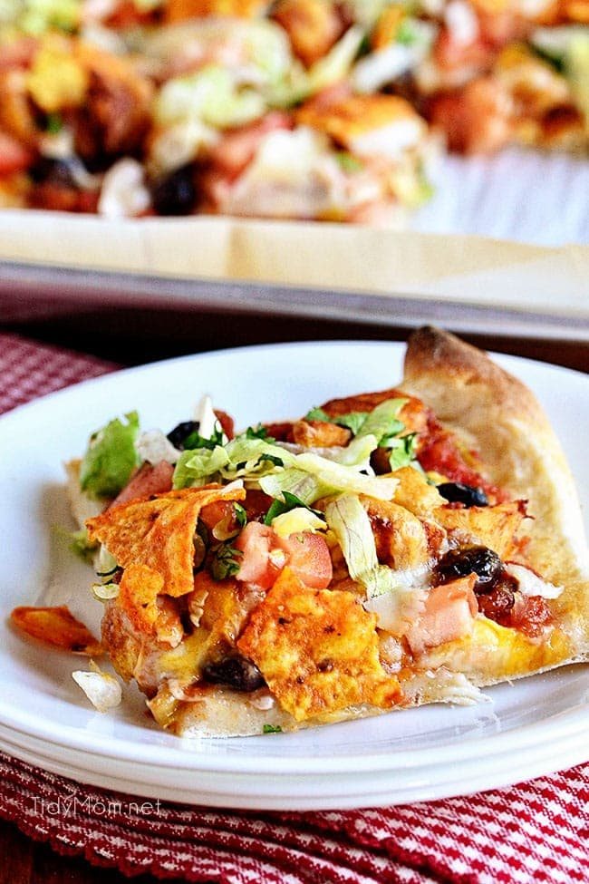 square slice of pizza on a plate