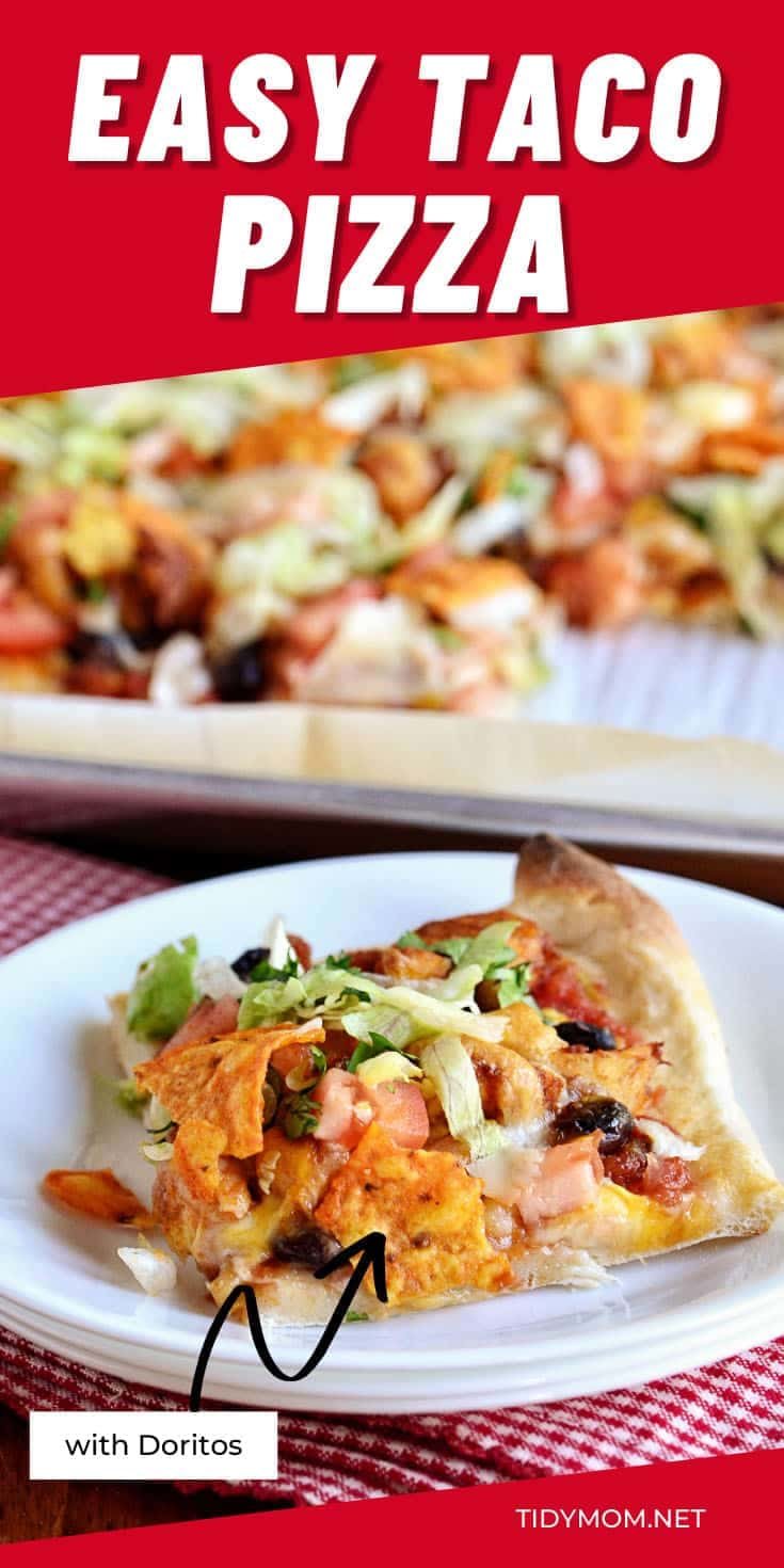a slice of taco pizza on a white plate