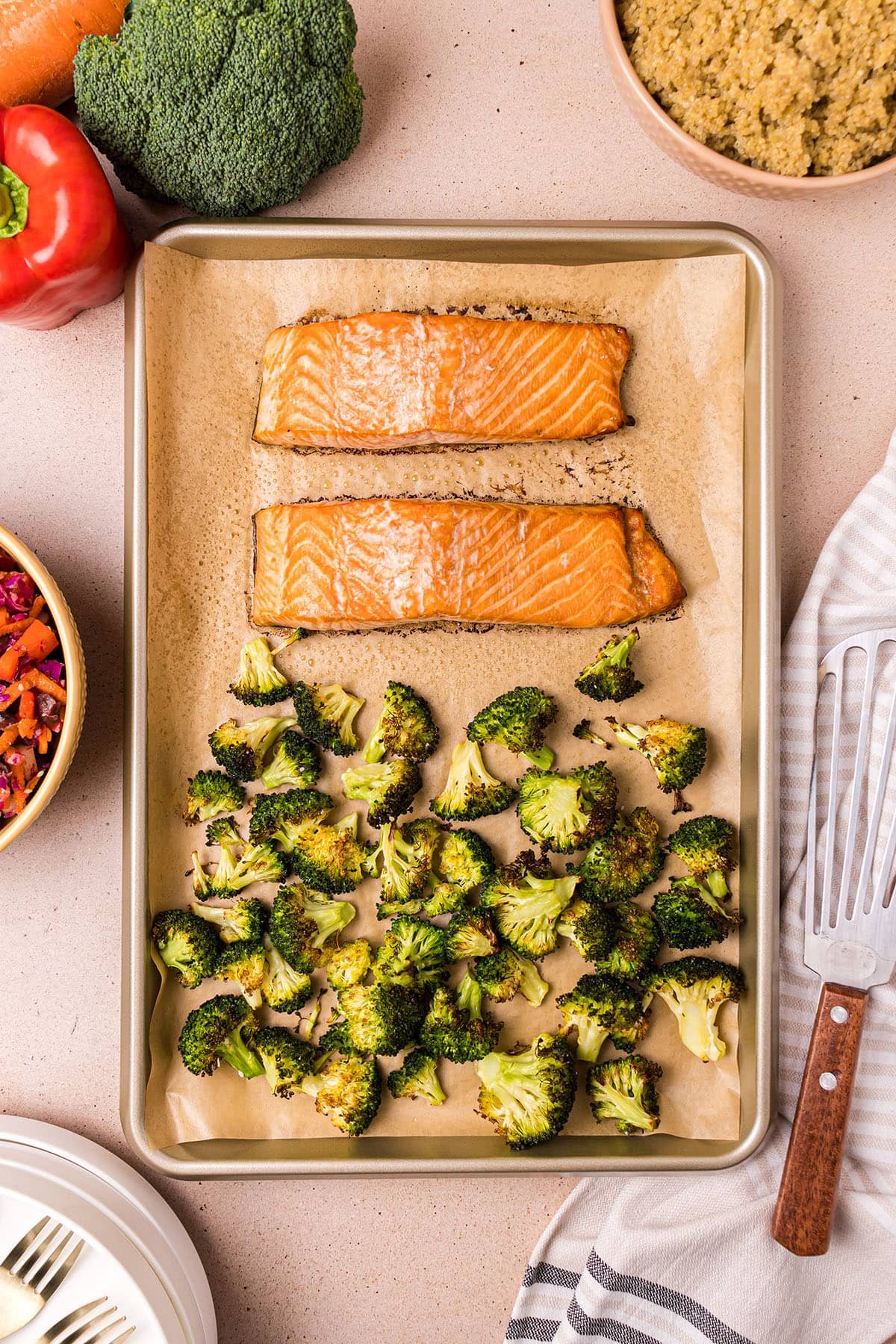 roasted salmon and broccoli