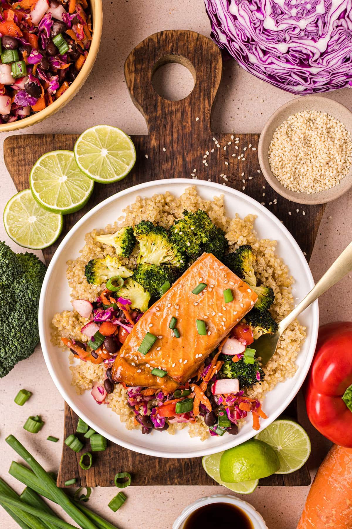 baked salmon with bean slaw