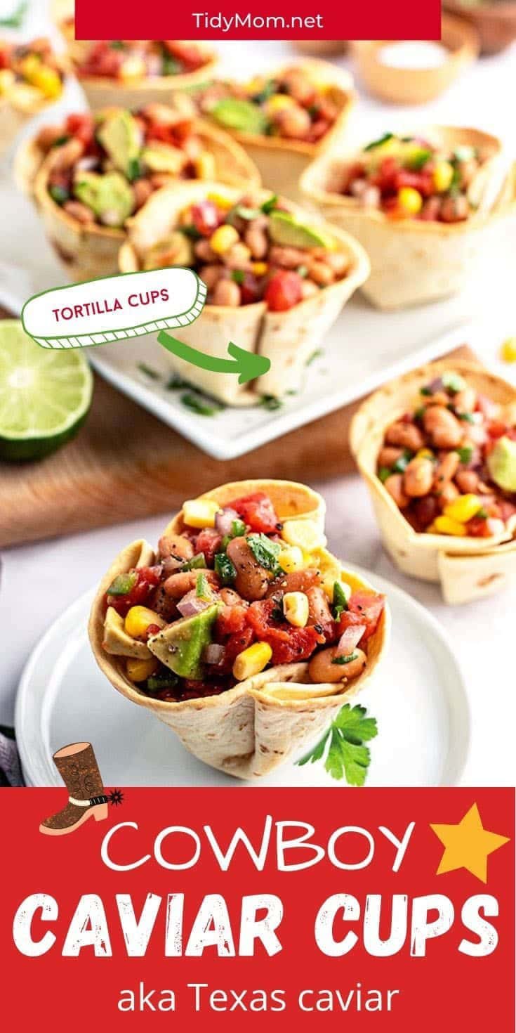 fun overhead shot of texas caviar cups on plates